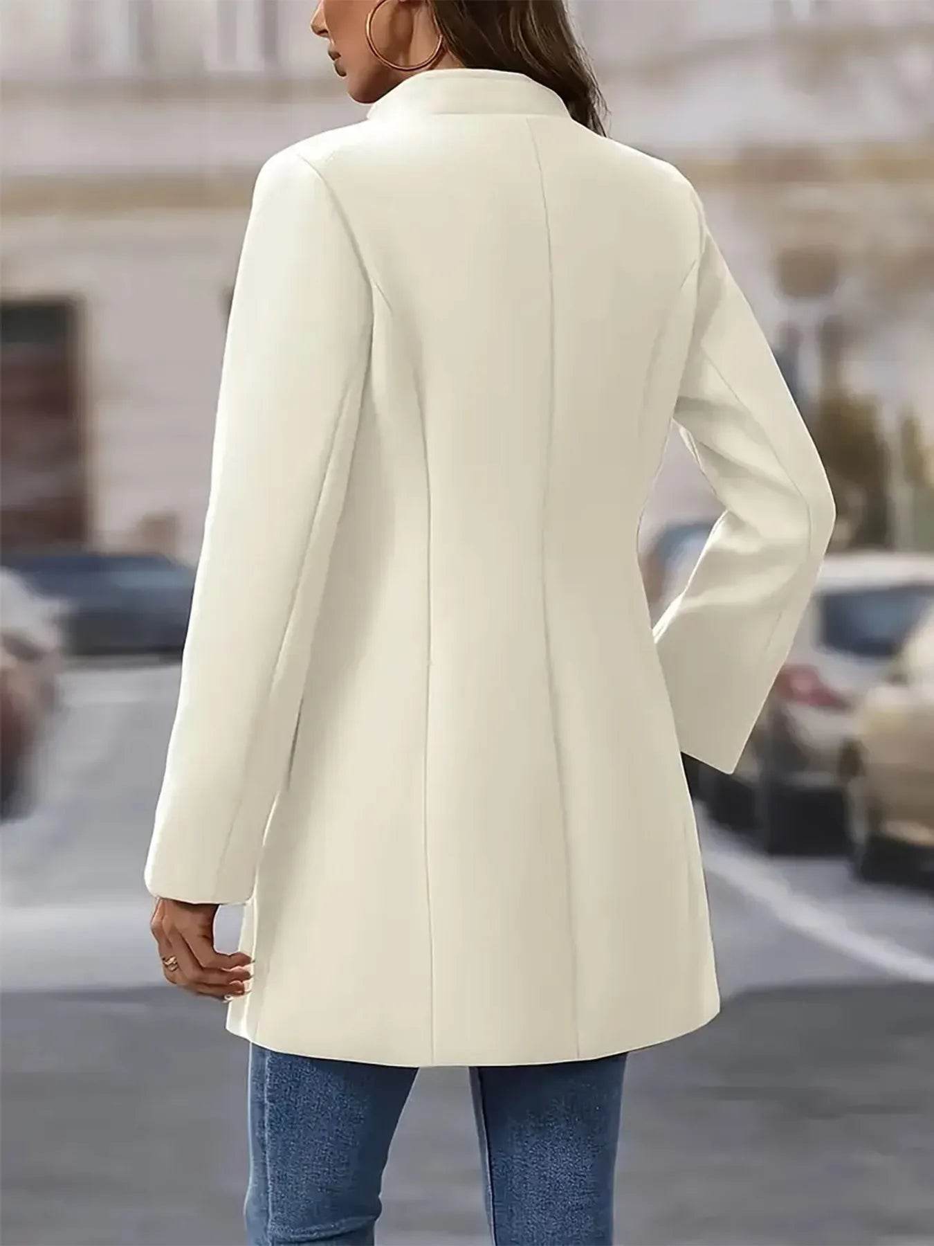 Single-Breasted Longline Blazer Coat - ELY VESSA LLC