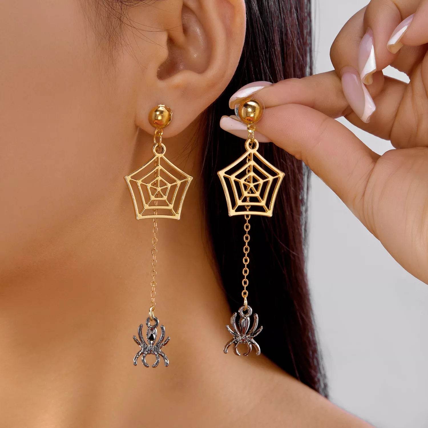 18K Gold-Plated Spider Drop Earrings - ELY VESSA LLC