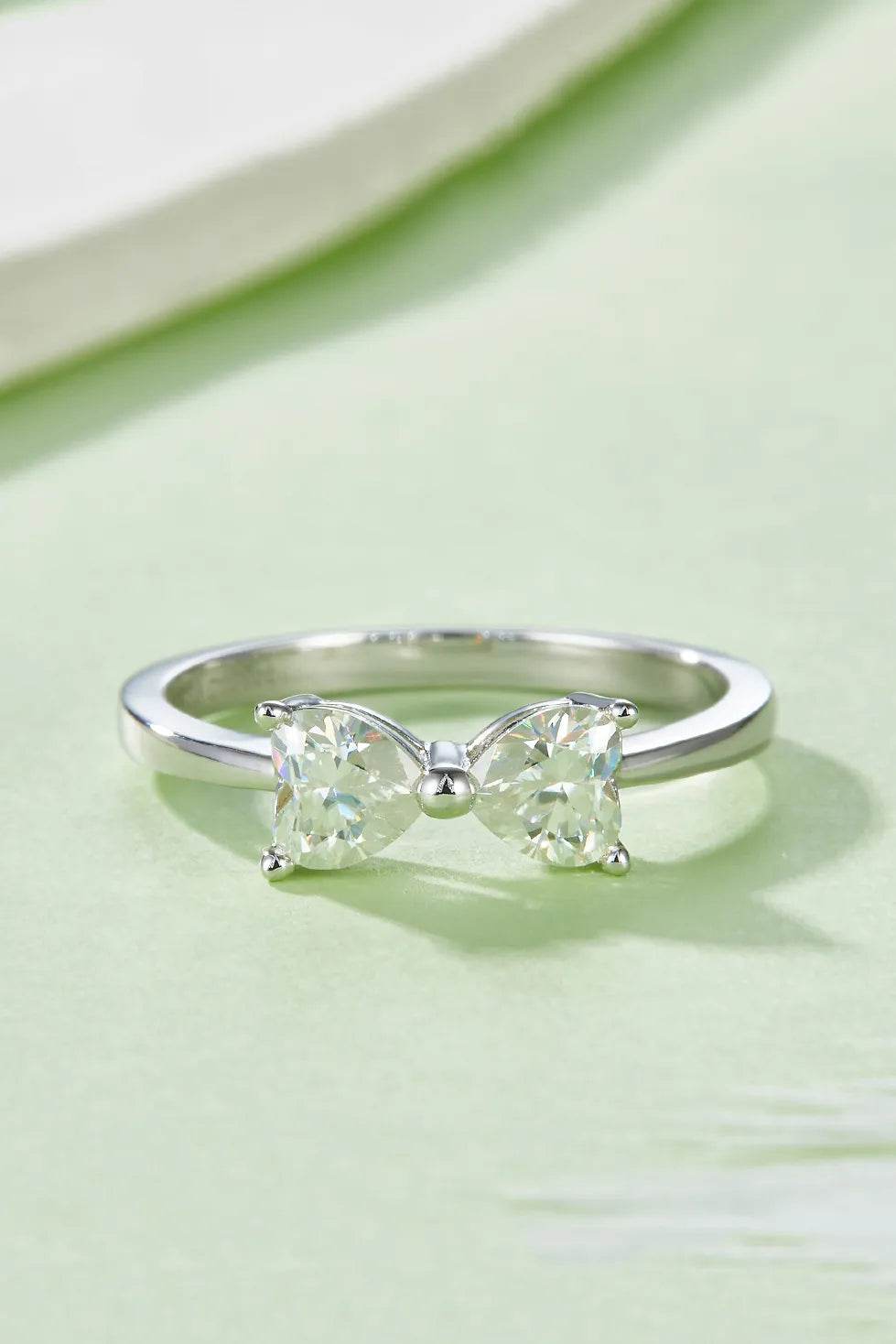 1 Carat Moissanite 925 Sterling Silver Bow Ring - ELY VESSA LLC