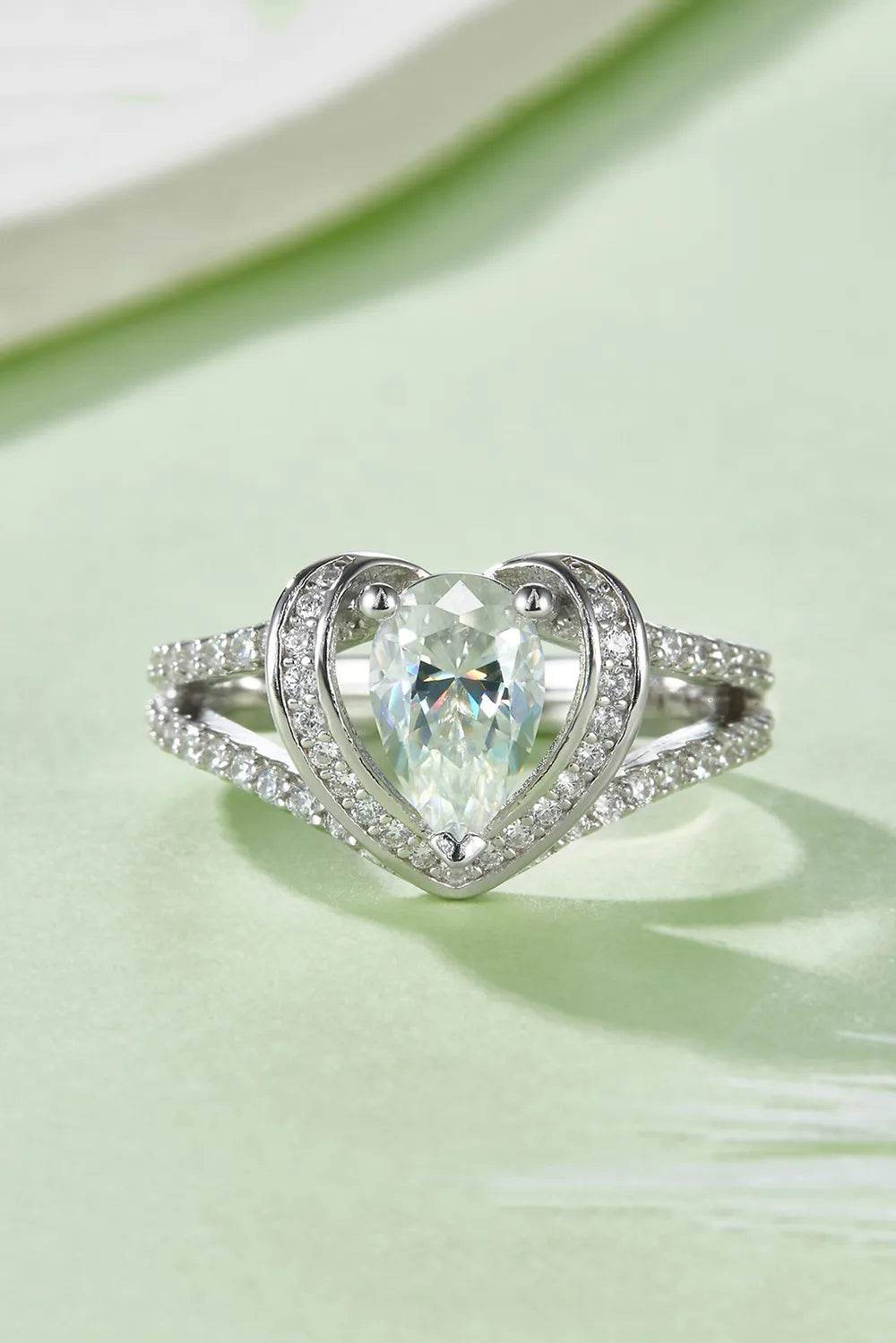 1 Carat Moissanite 925 Sterling Silver Heart Ring - ELY VESSA LLC