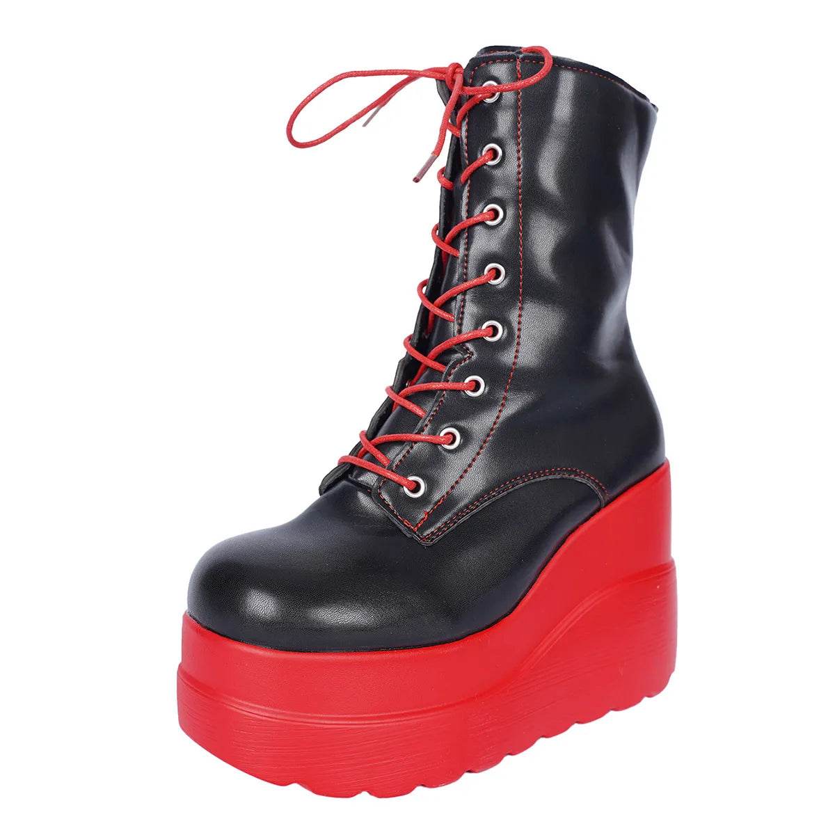 Color Block Platform Wedge Boots - ELY VESSA LLC