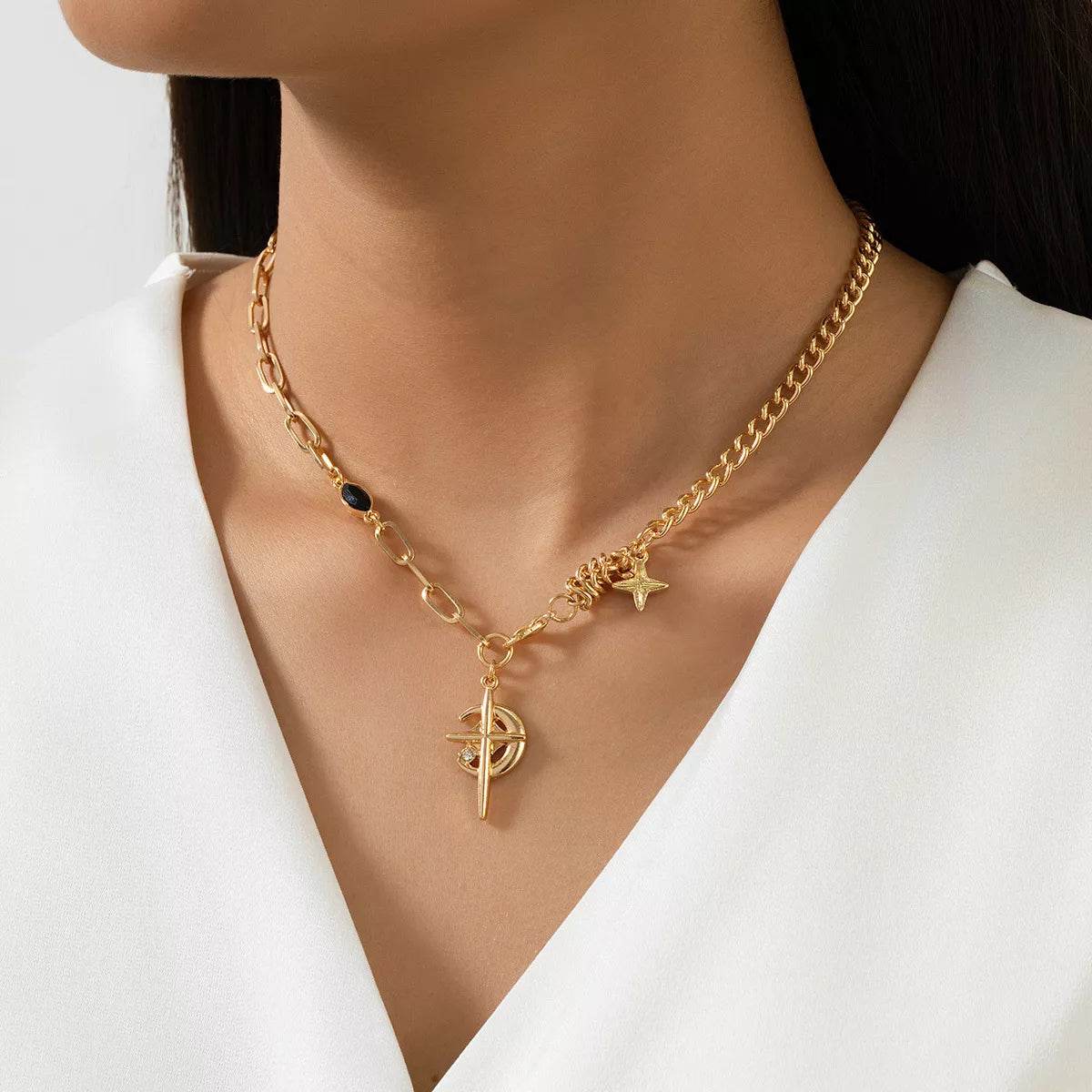 18K Gold-Plated Cross Pendant Necklace - ELY VESSA LLC