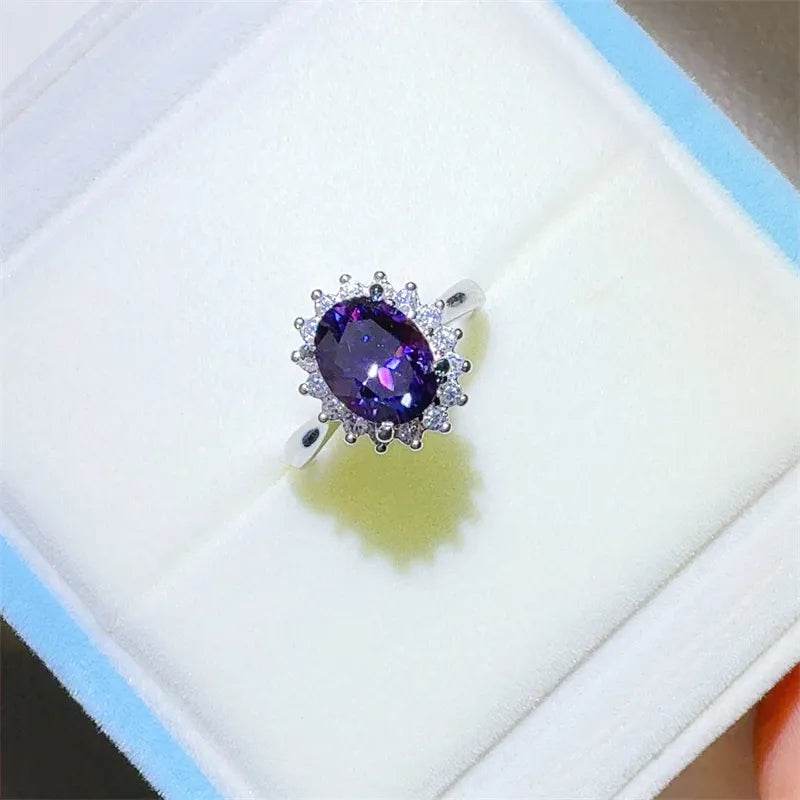 2 Carat 925 Sterling Silver Oval Moissanite Ring - ELY VESSA LLC
