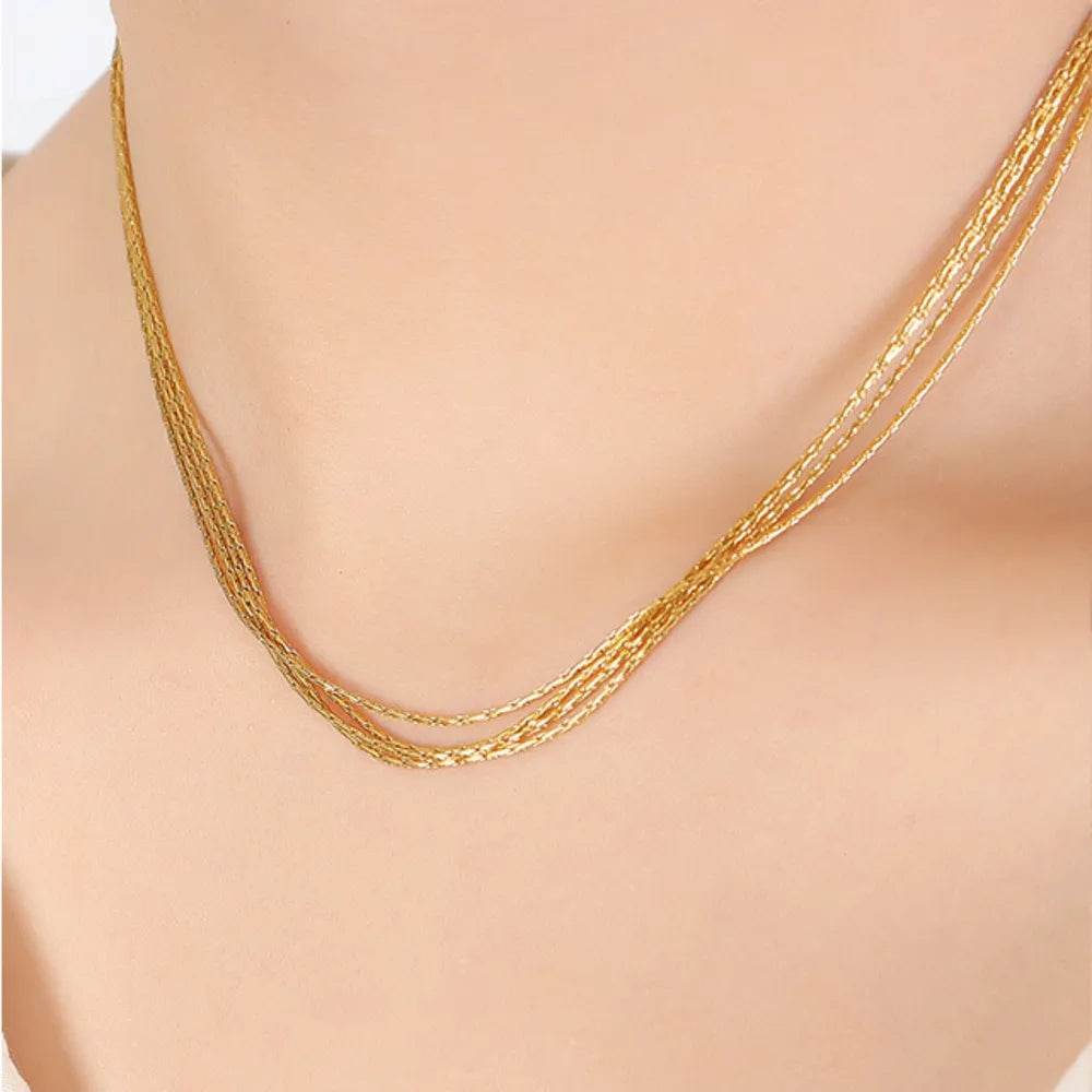 18K Gold-Plated Multi-Layer Clavicle Chain Necklace - ELY VESSA LLC