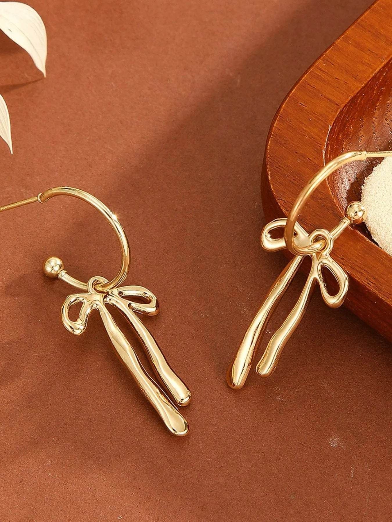 18K Gold-Plated Bow Tie Drop Earrings - ELY VESSA LLC
