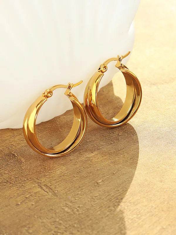 18K Gold-Plated Titanium Steel Huggie Earrings - ELY VESSA LLC