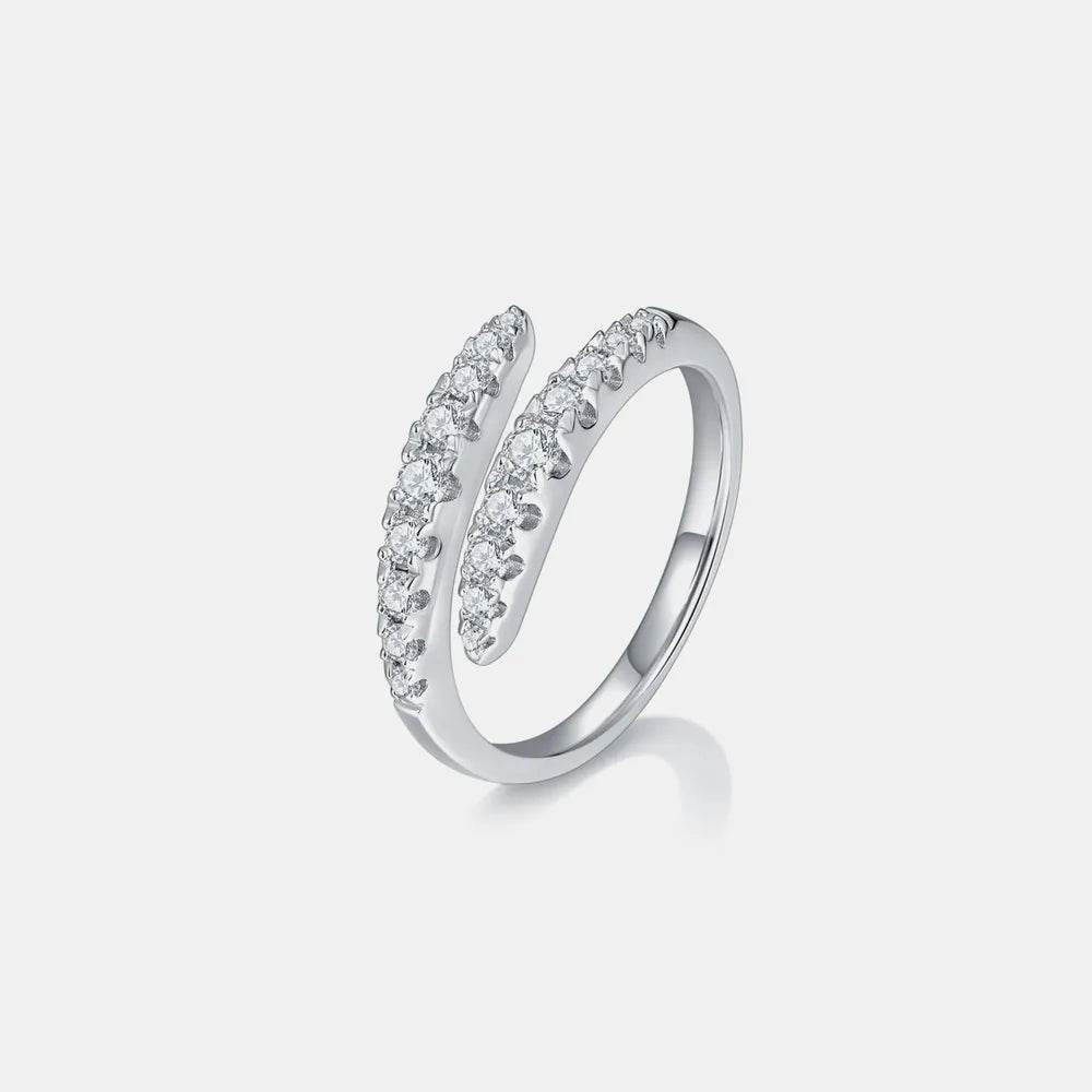 925 Sterling Silver Moissanite Bypass Ring - ELY VESSA LLC