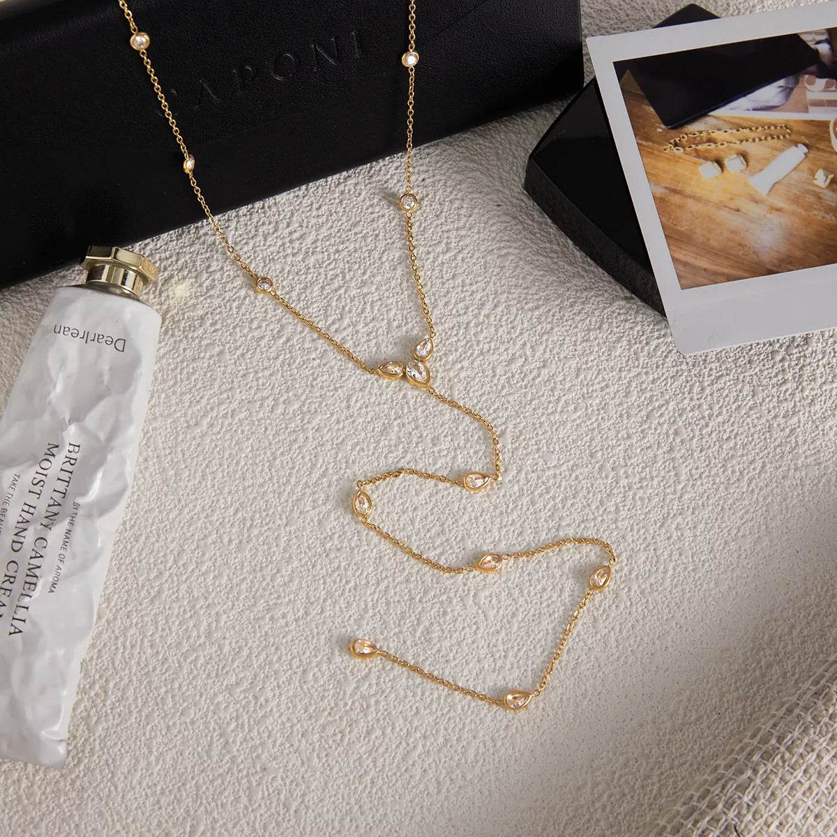 18K Gold-Plated Zircon Chain Necklace - ELY VESSA LLC