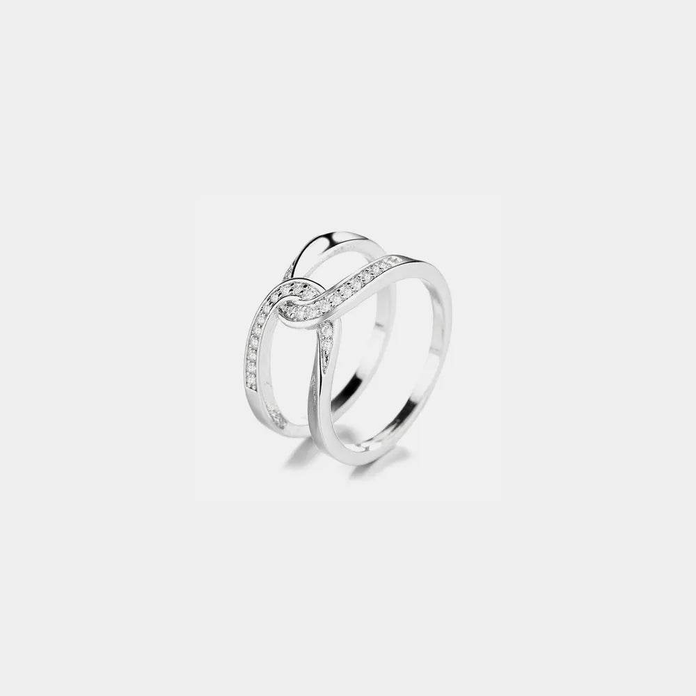 Twisted Inlaid Zircon Double-layered Ring - ELY VESSA LLC