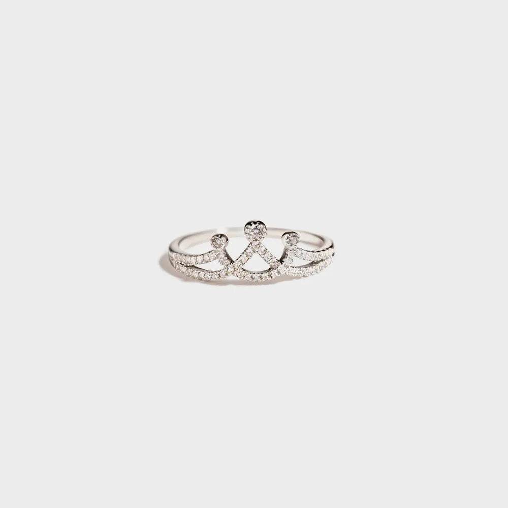 Crown Shape Inlaid Zircon 925 Sterling Silver Ring - ELY VESSA LLC