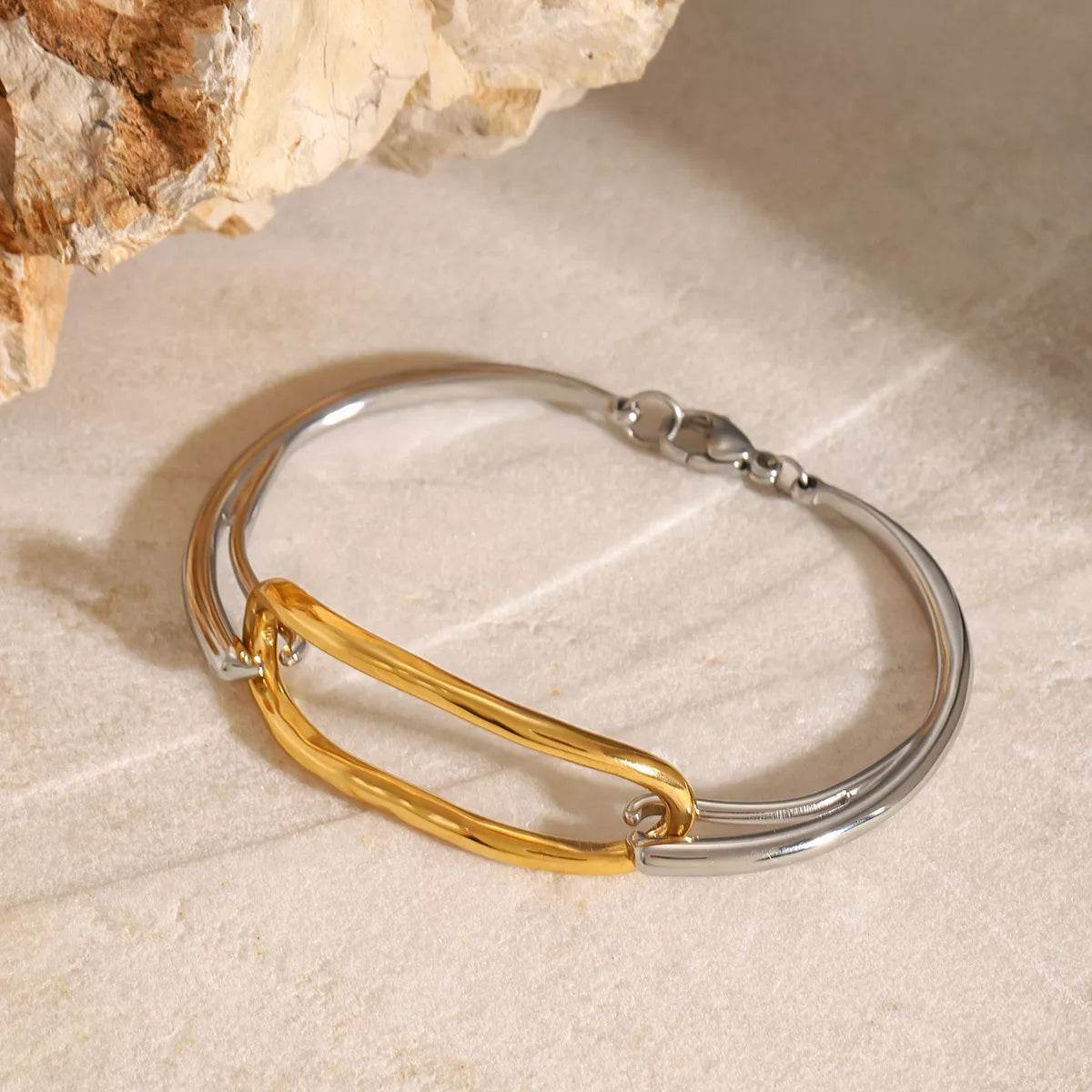 Two-Tone Geometric Link Bracelet - ELY VESSA LLC