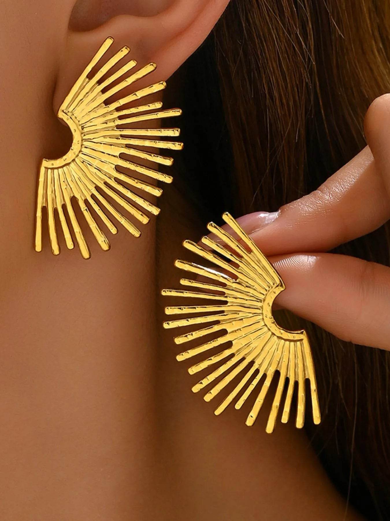 18K Gold-Plated Stainless Steel Sunburst Earrings - ELY VESSA LLC
