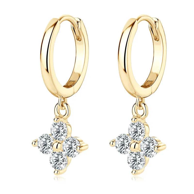 925 Sterling Silver Moissanite Hoop Drop Earrings - ELY VESSA LLC