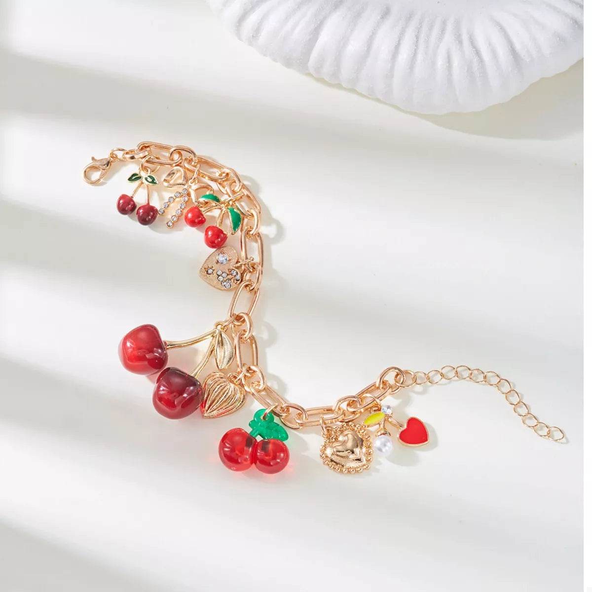 18K Gold-Plated Cherry Charm Bracelet - ELY VESSA LLC