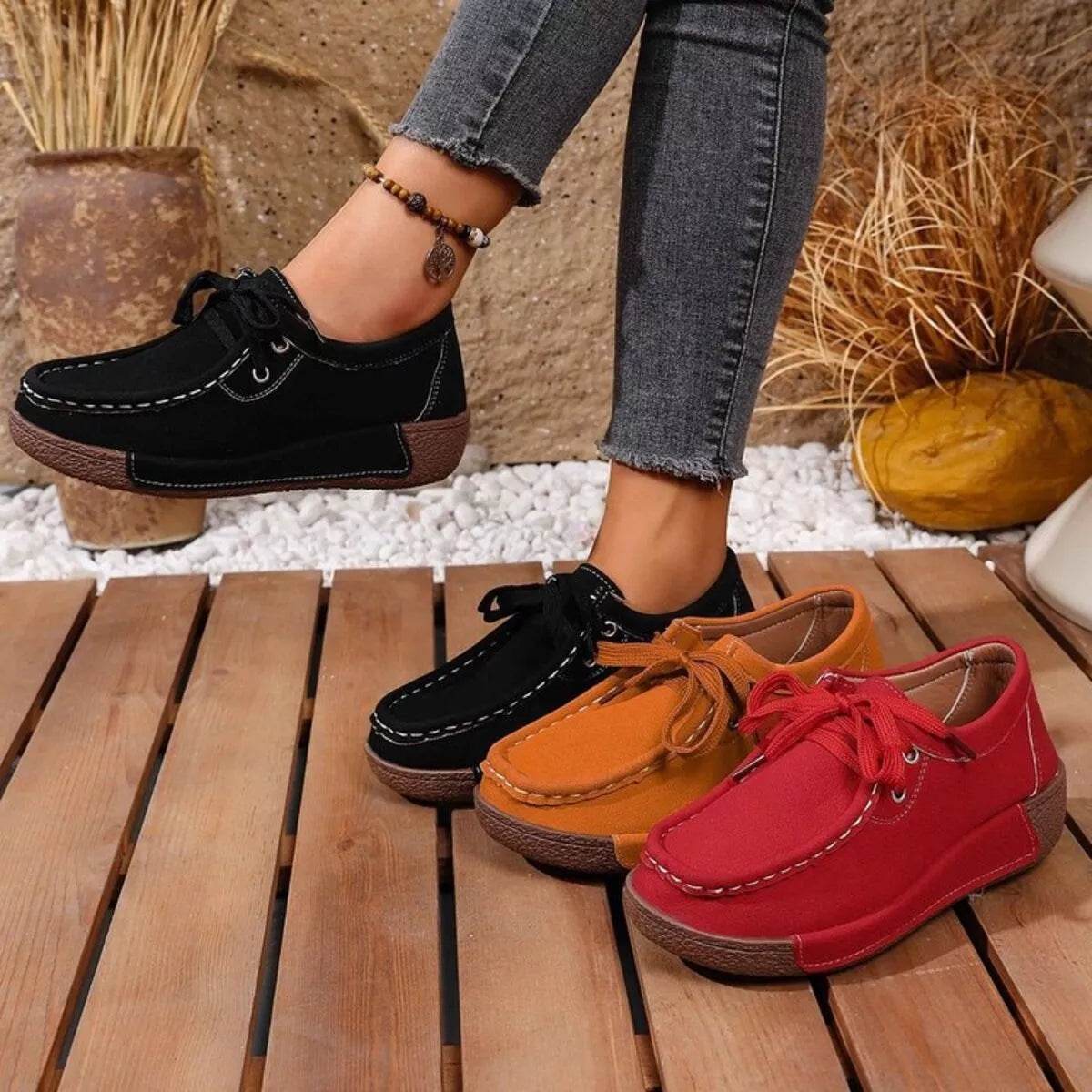 Round Toe Lace Up Sneakers - ELY VESSA LLC