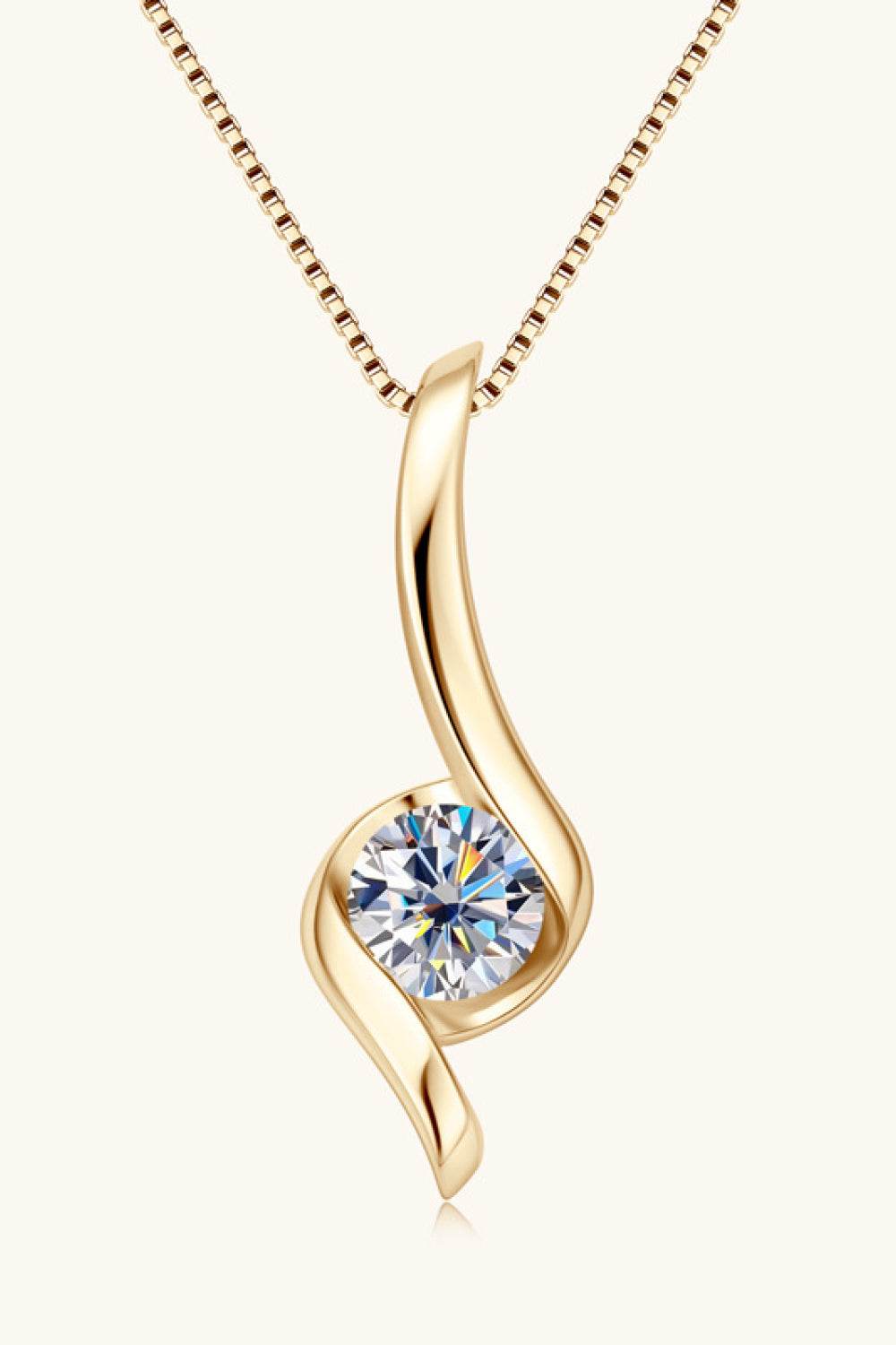 1 Carat Moissanite 925 Sterling Silver Necklace - ELY VESSA LLC