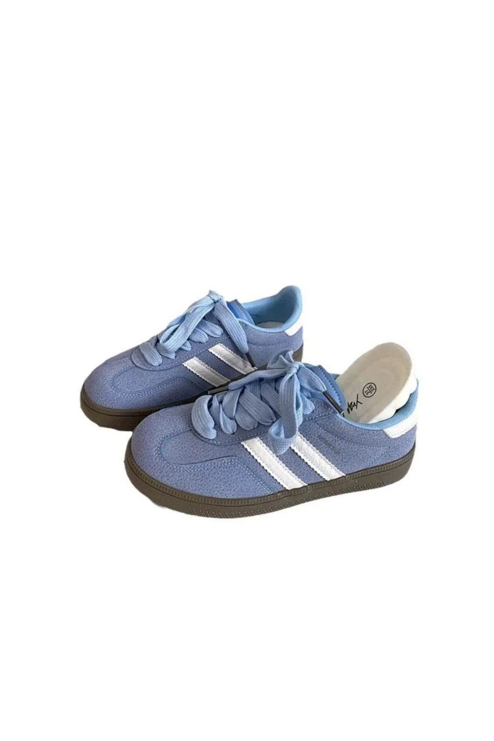 Contrast Round Toe Flat Sneakers - ELY VESSA LLC