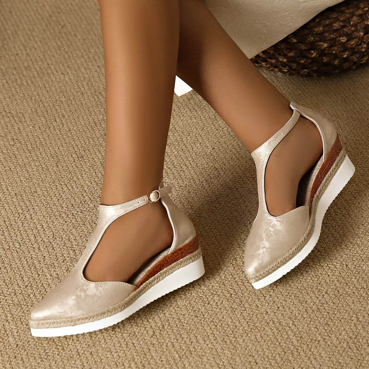 Point Toe Wedge Sandals - ELY VESSA LLC