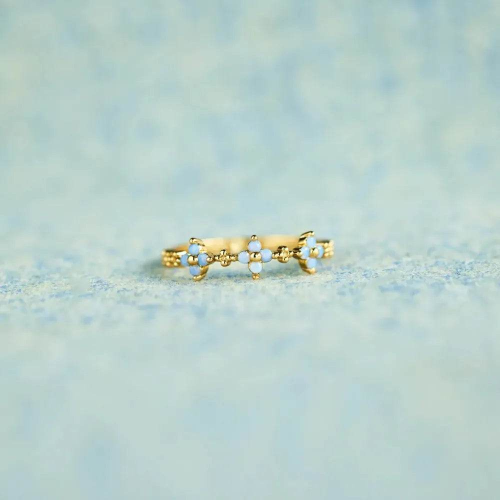 925 Sterling Silver Inlaid Zircon Flower Ring - ELY VESSA LLC