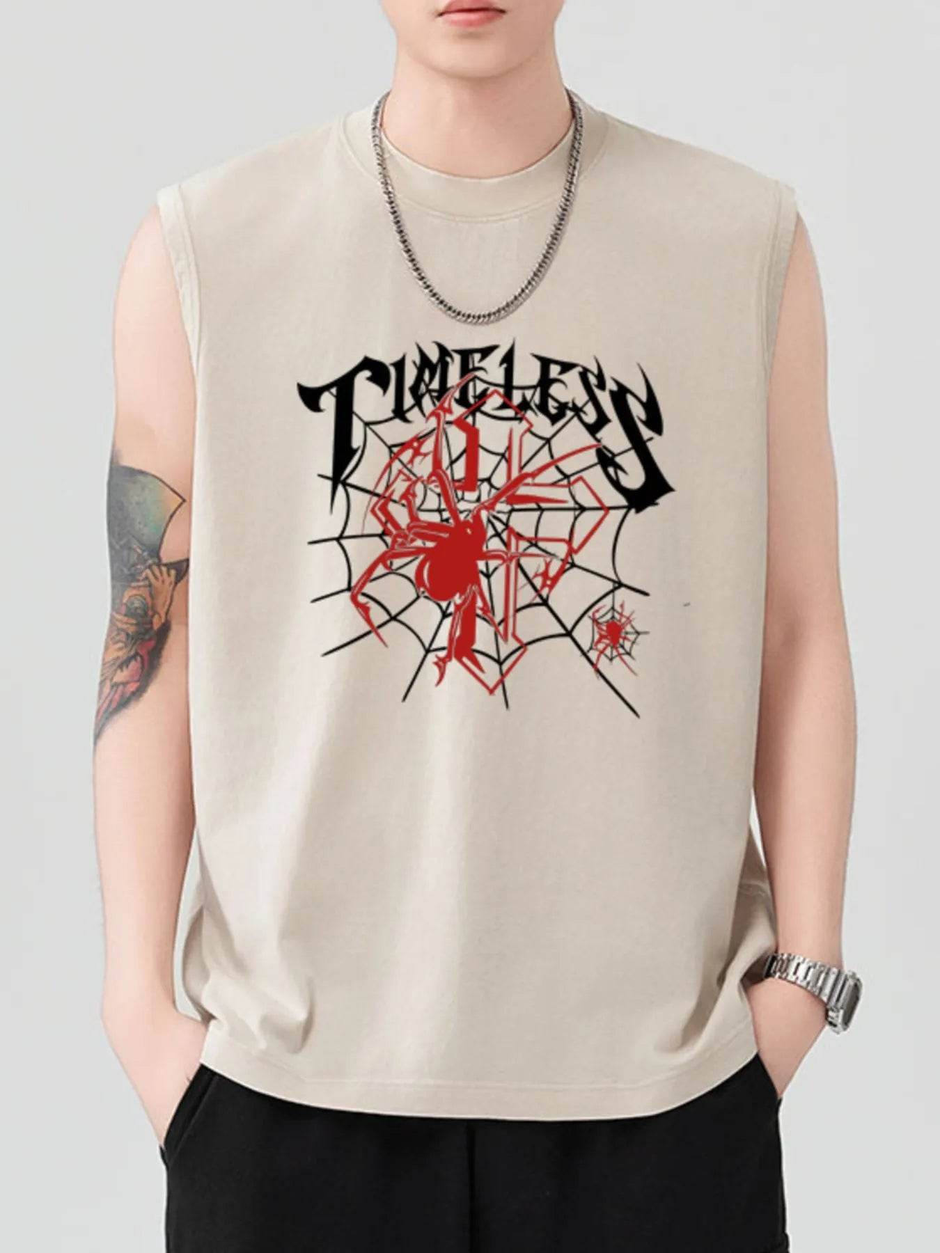 Men's Spider Round Neck Tank - ELY VESSA LLC