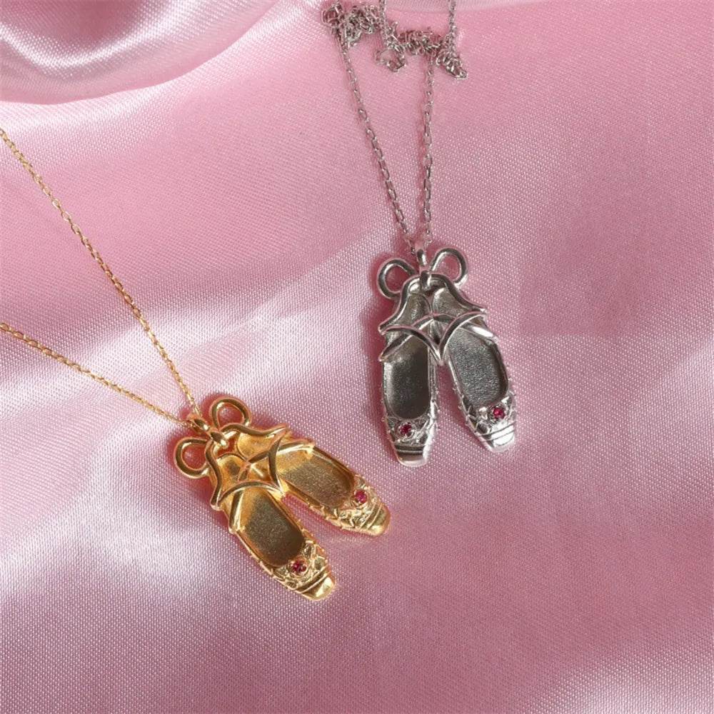 Copper Ballet Shoe Pendant Necklace - ELY VESSA LLC