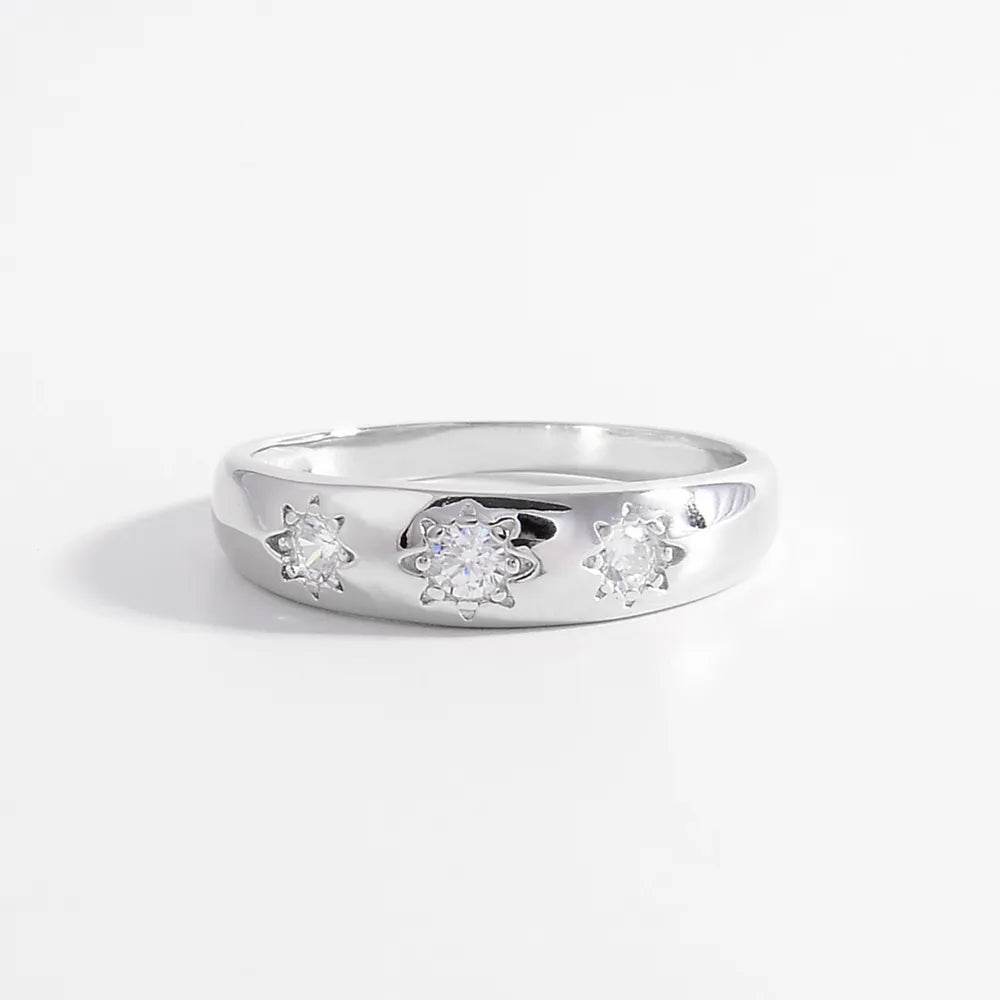 925 Sterling Silver Inlaid Zircon Ring - ELY VESSA LLC