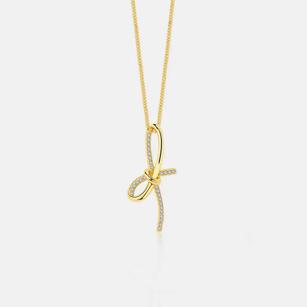 Zircon Bow Pendant Necklace - ELY VESSA LLC