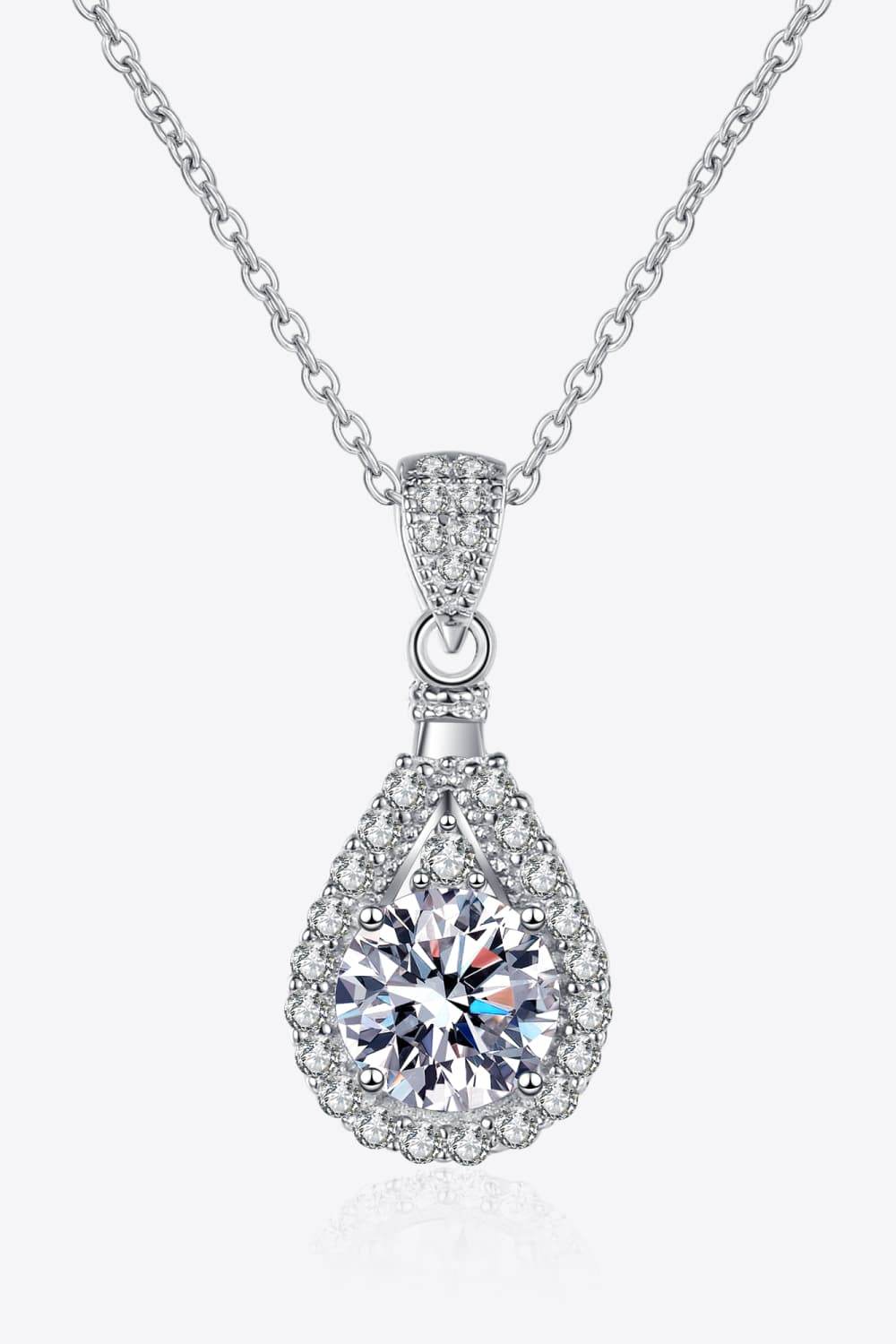 2 Carat Moissanite Teardrop Pendant 925 Sterling Silver Necklace - ELY VESSA LLC