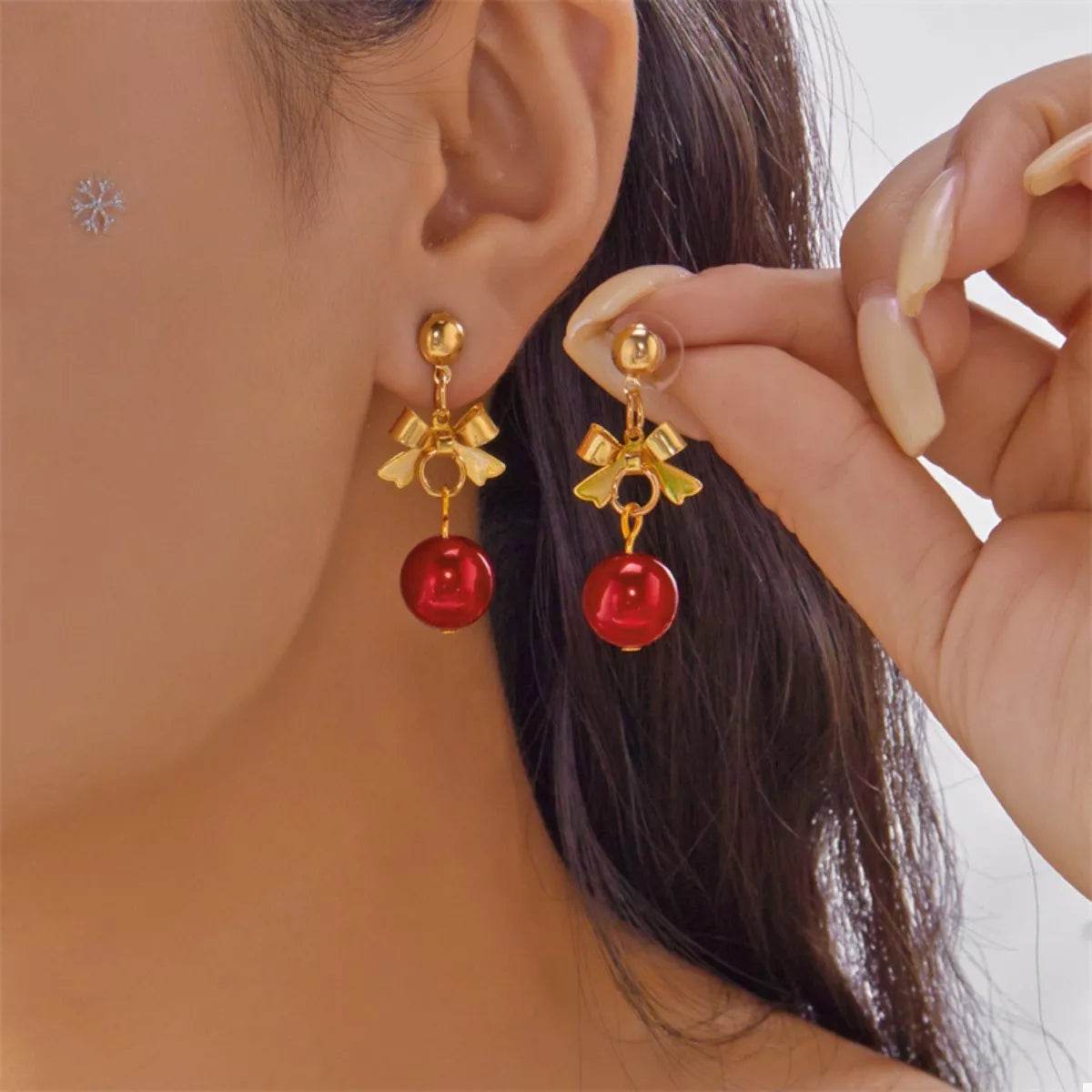 Christmas 18K Gold-Plated Ball Drop Earrings - ELY VESSA LLC
