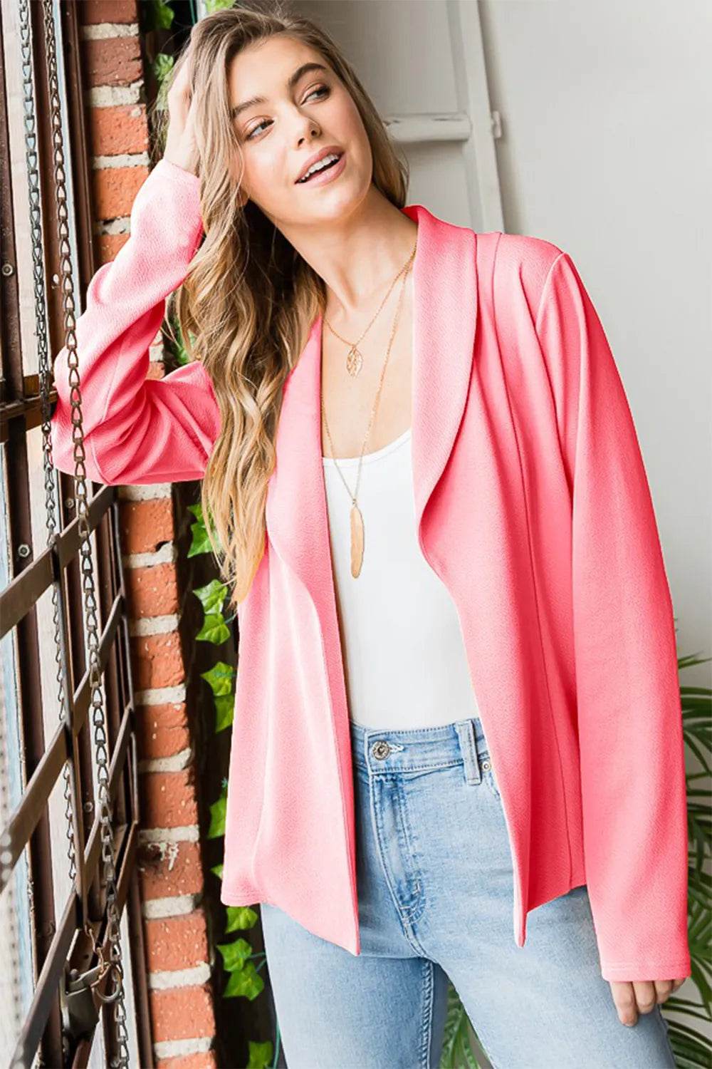 Heimish Open Front Long Sleeve Blazer - ELY VESSA LLC