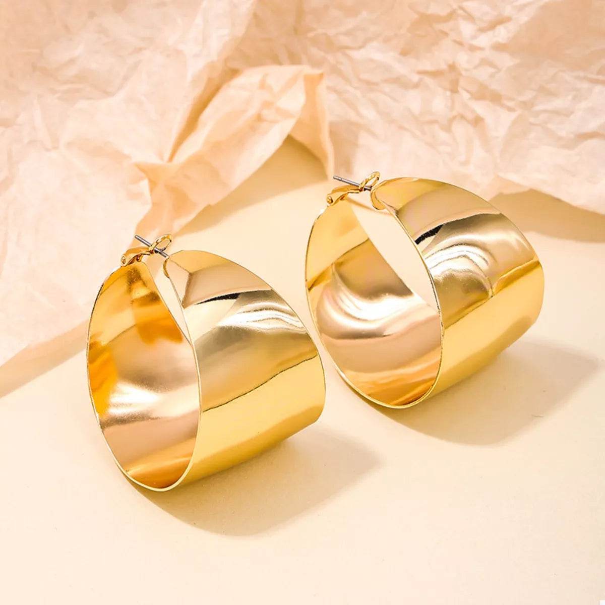 Alloy Wide Hoop Earrings - ELY VESSA LLC