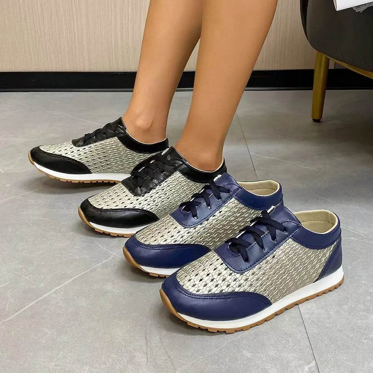 Breathable Lace Up Sneakers - ELY VESSA LLC