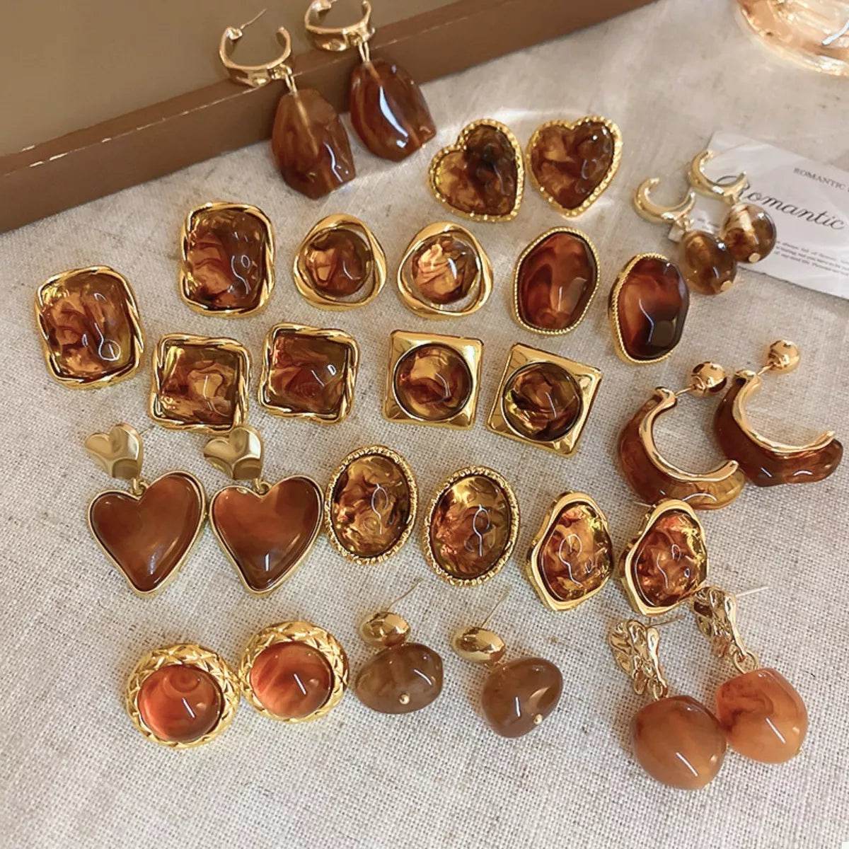 18K Gold-Plated Alloy Resin Geometric Earrings - ELY VESSA LLC