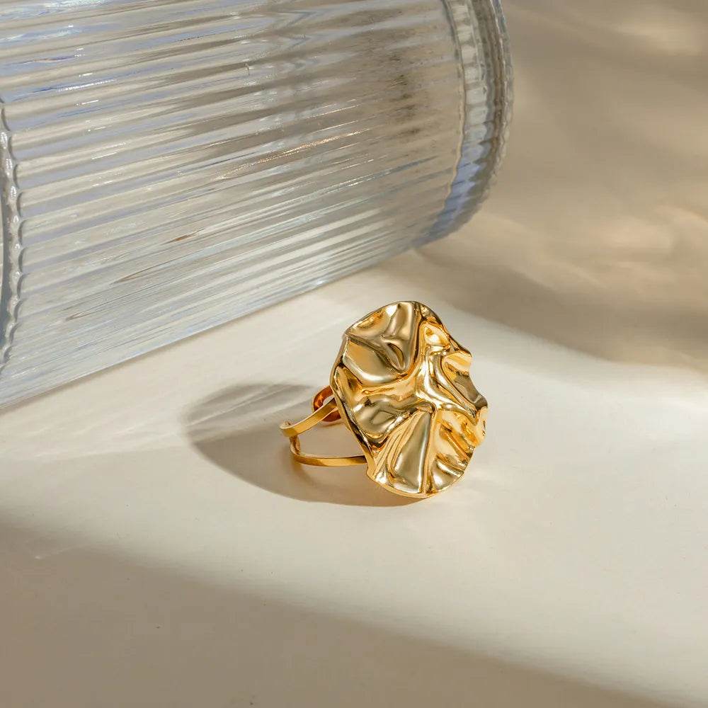 18K Gold-Plated Irregular Open Ring - ELY VESSA LLC