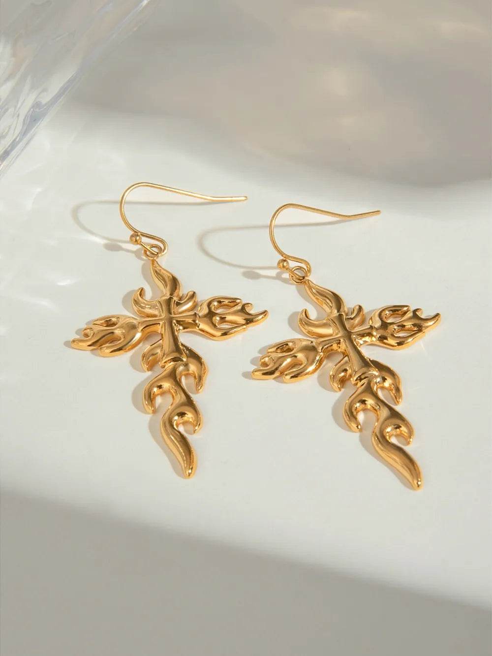 18K Gold-Plated Stainless Steel Cross Earrings - ELY VESSA LLC