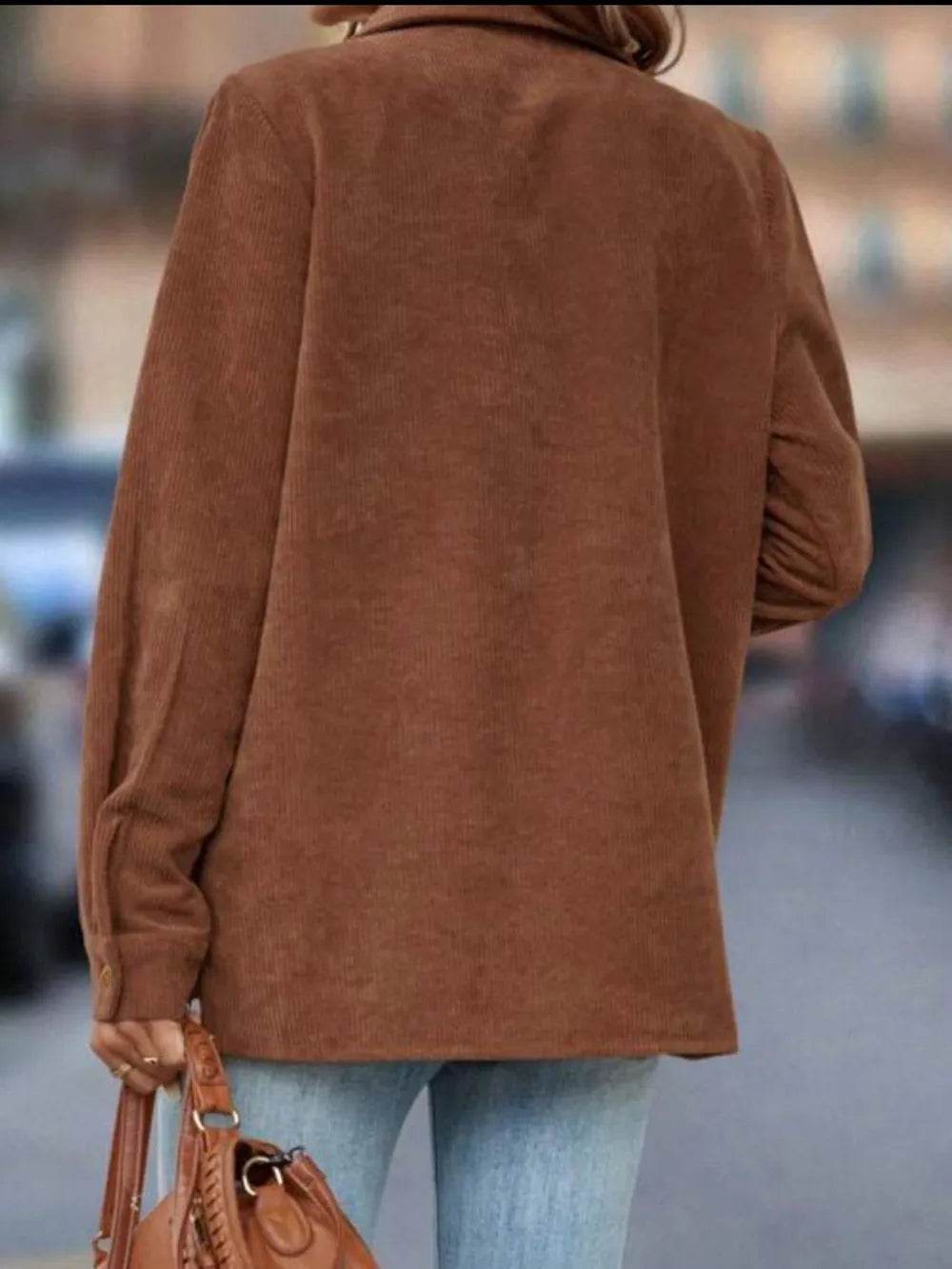 Button Down Long Sleeve Shacket - ELY VESSA LLC
