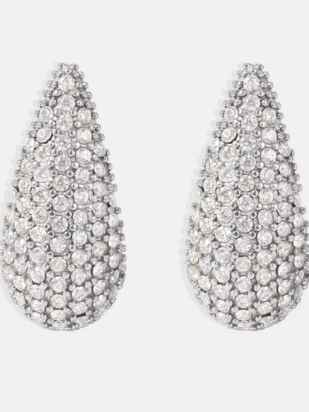 Stainless Steel Inlaid Zircon Teardrop Earrings - ELY VESSA LLC