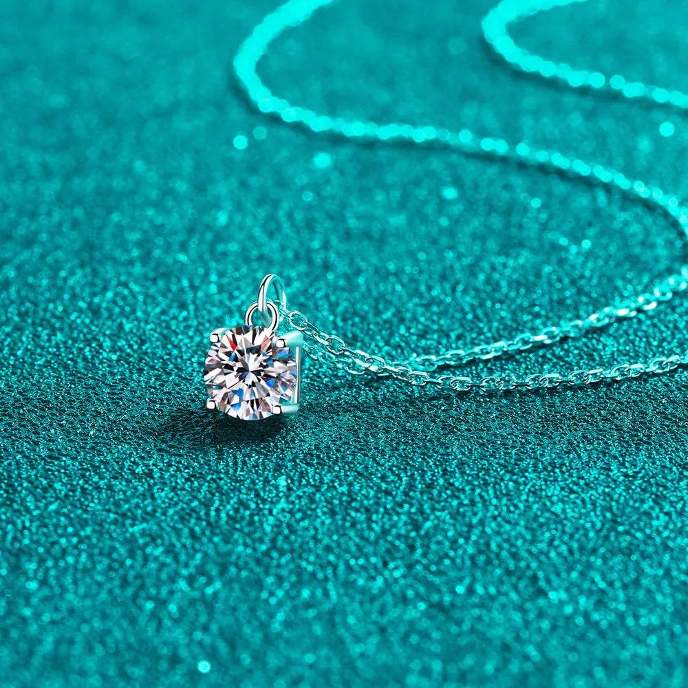 1 Carat Moissanite 925 Sterling Silver Necklace - ELY VESSA LLC