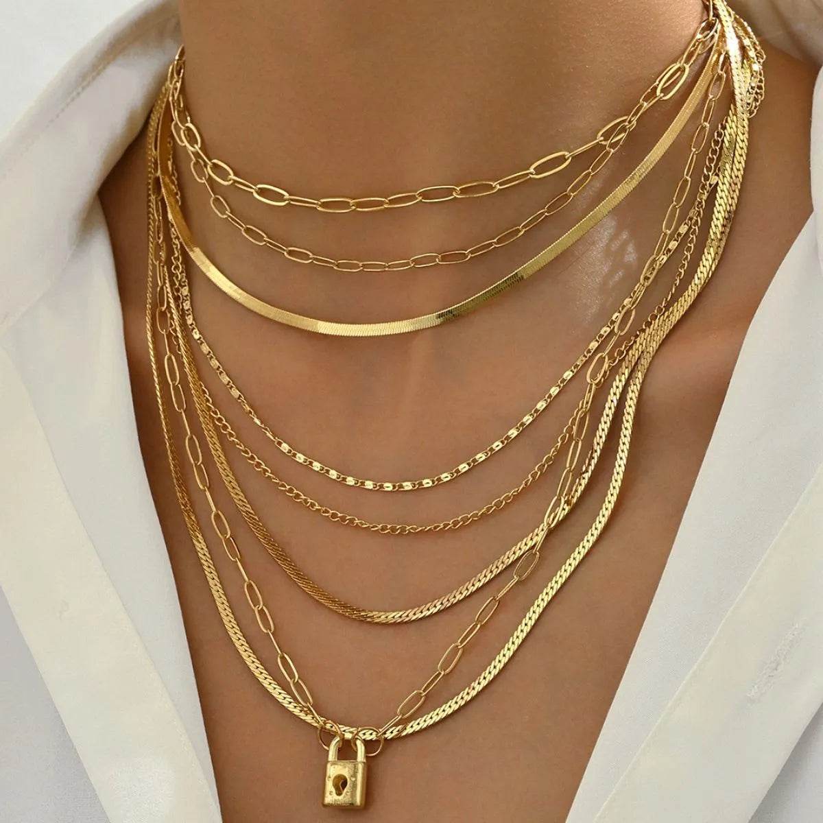 18K Gold-Plated Stainless Steel Multi-Layer Necklace - ELY VESSA LLC