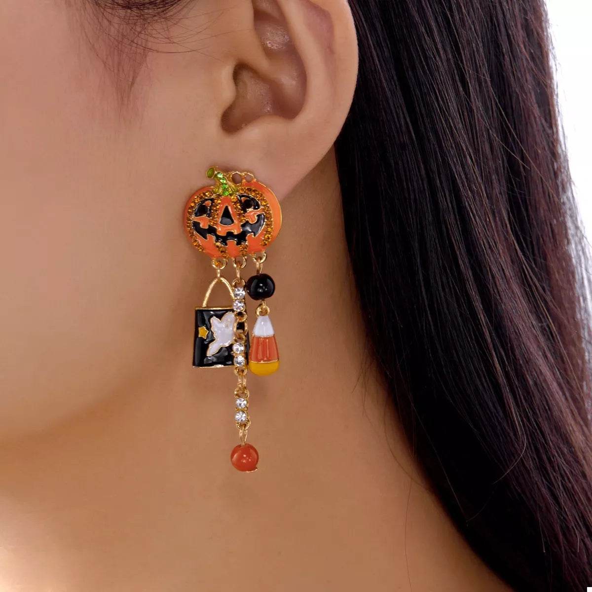 Halloween Pumpkin Drop Earrings - ELY VESSA LLC