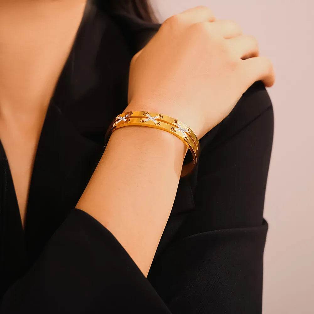 18K Gold-Plated Czech Diamond Bracelet - ELY VESSA LLC