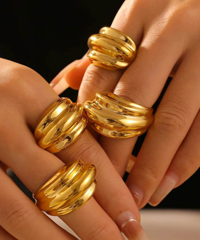 18K Gold-Plated Titanium Steel Open Ring - ELY VESSA LLC