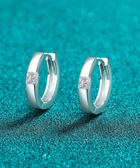 925 Sterling Silver Moissanite Huggie Earrings - ELY VESSA LLC