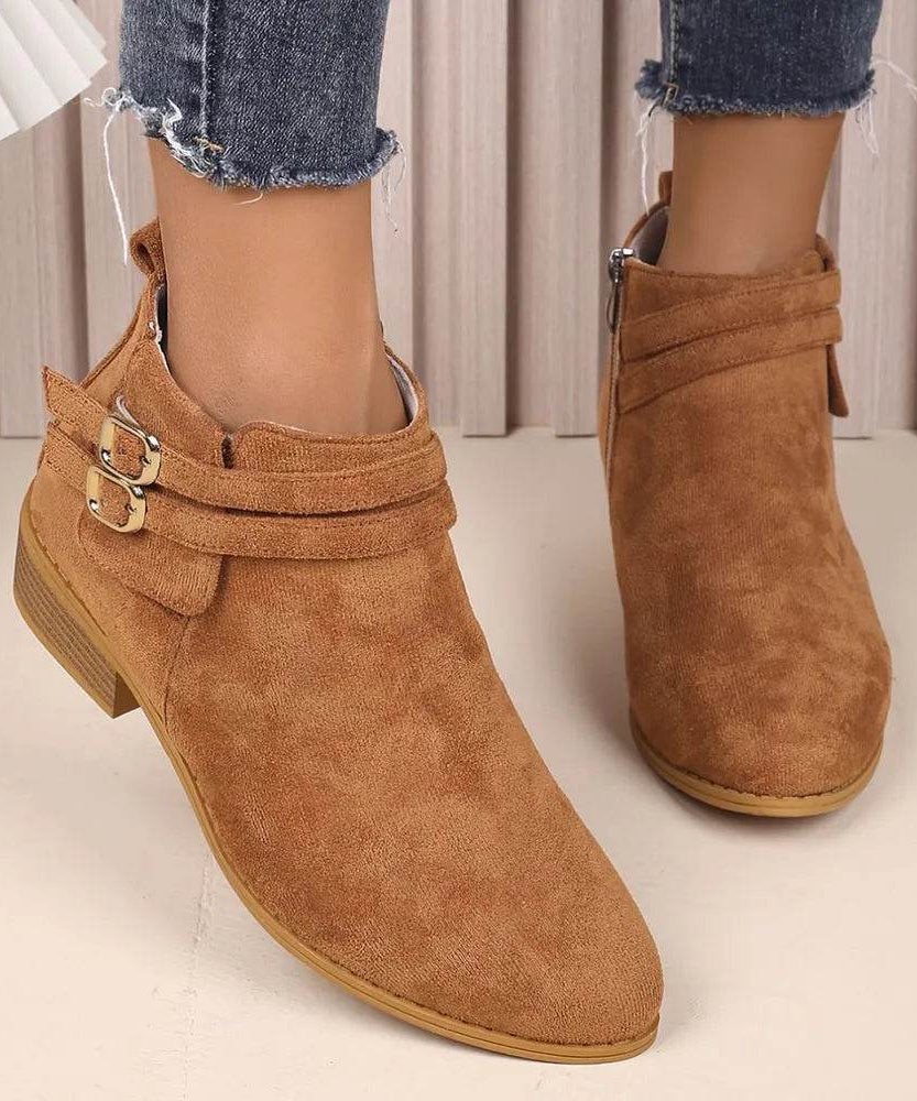 Point Toe Block Heel Boots - ELY VESSA LLC