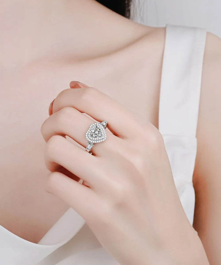 1 Carat Moissanite 925 Sterling Silver Heart Ring - ELY VESSA LLC