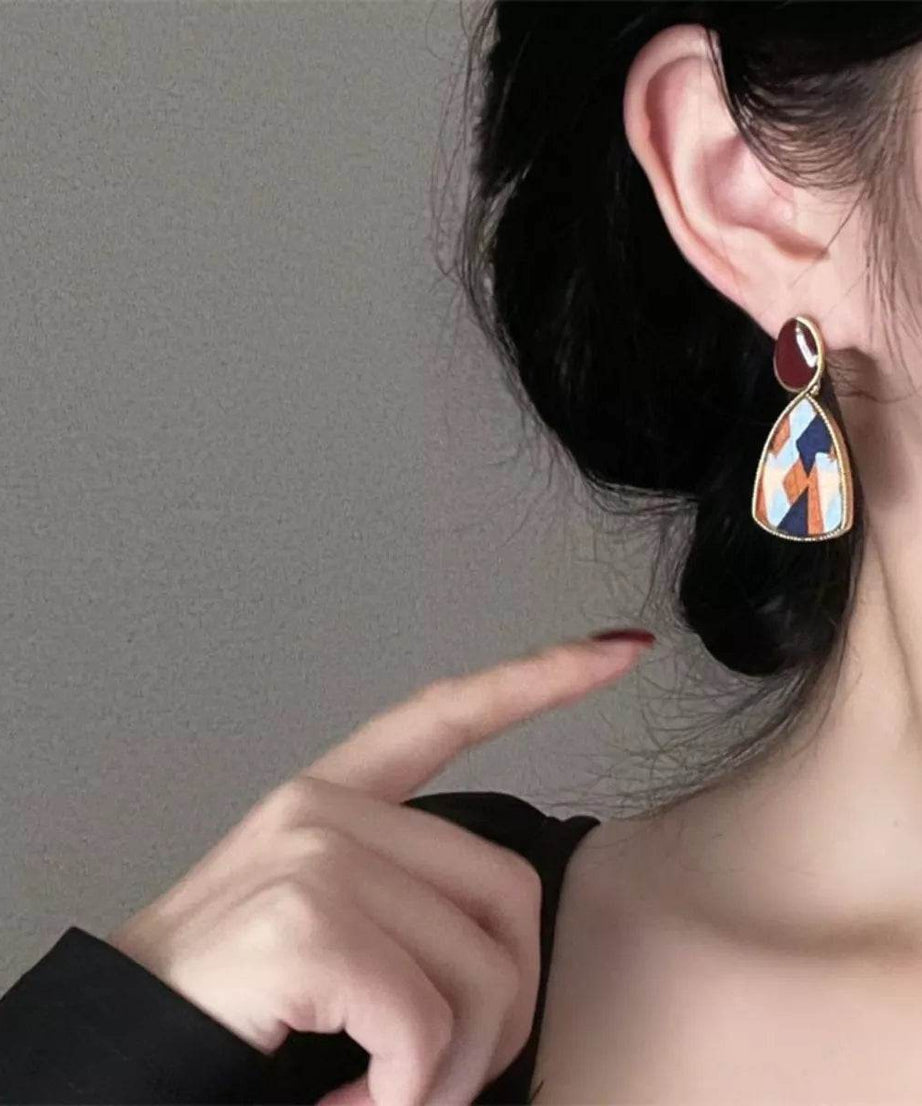 Colorful Abstract Pattern Drop Earrings - ELY VESSA LLC