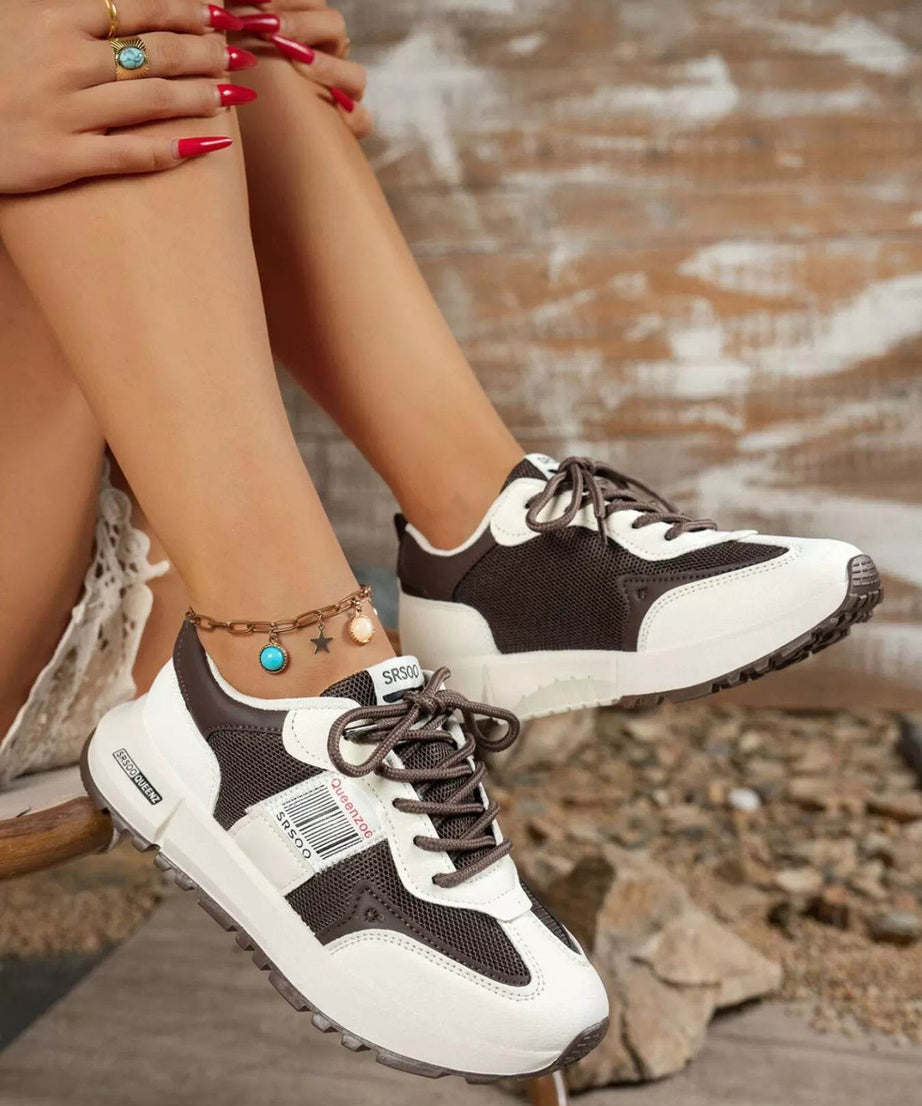 Round Toe Lace Up Sneakers - ELY VESSA LLC