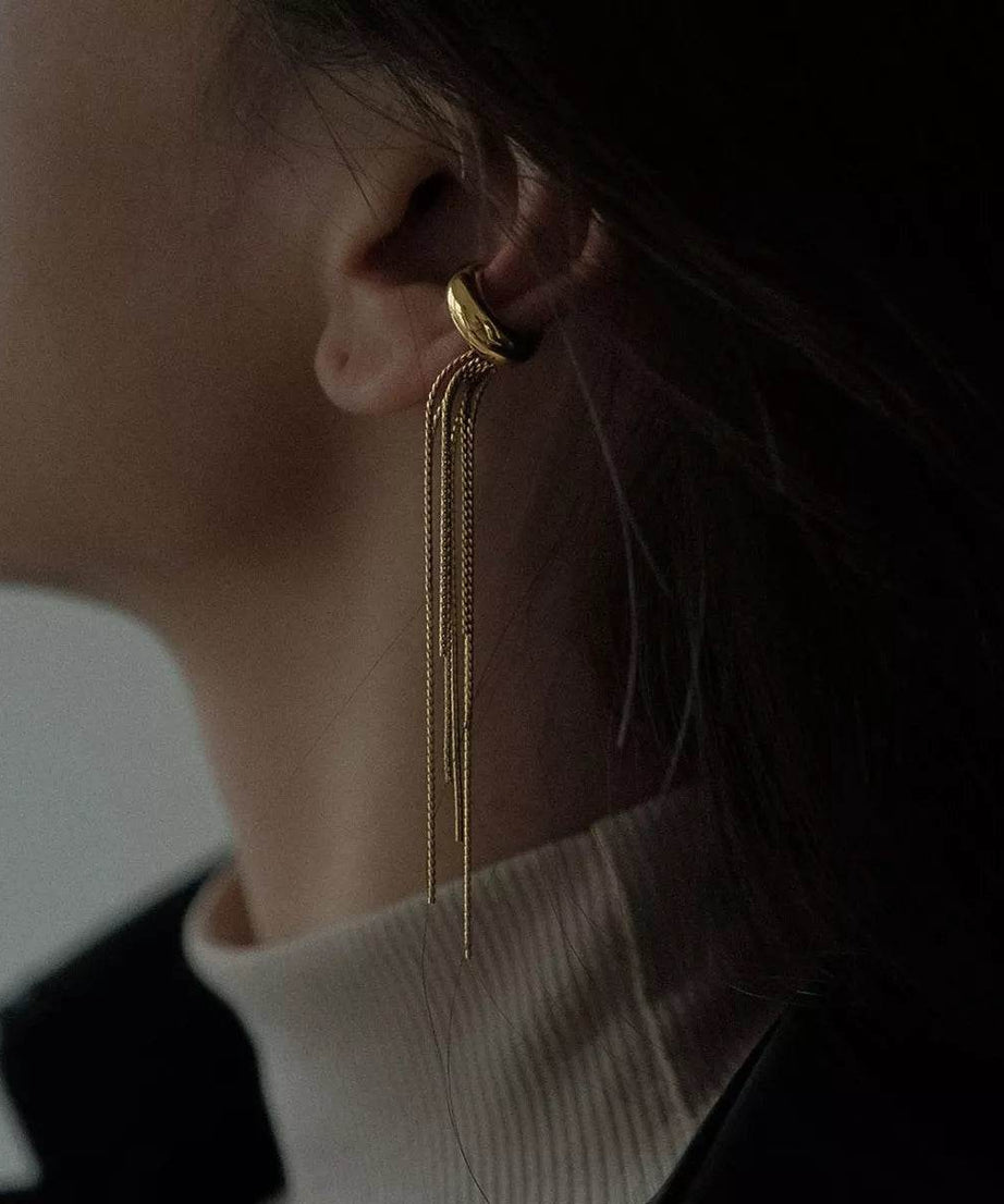 18K Gold-Plated Chain Fringe Earrings - ELY VESSA LLC
