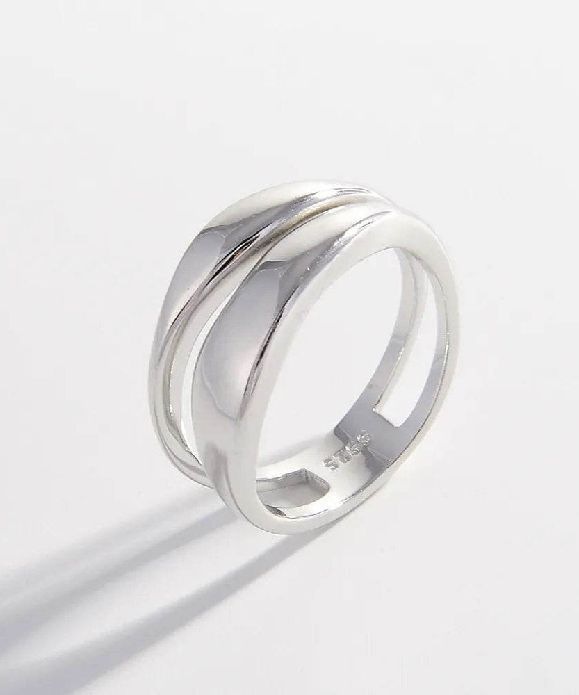925 Sterling Silver Double-Layered Ring - ELY VESSA LLC