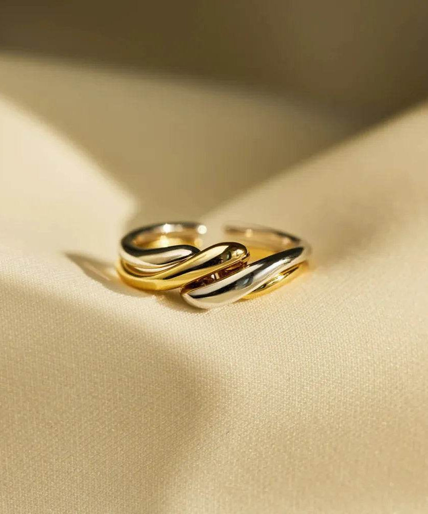 925 Sterling Silver Twisted Open Ring - ELY VESSA LLC